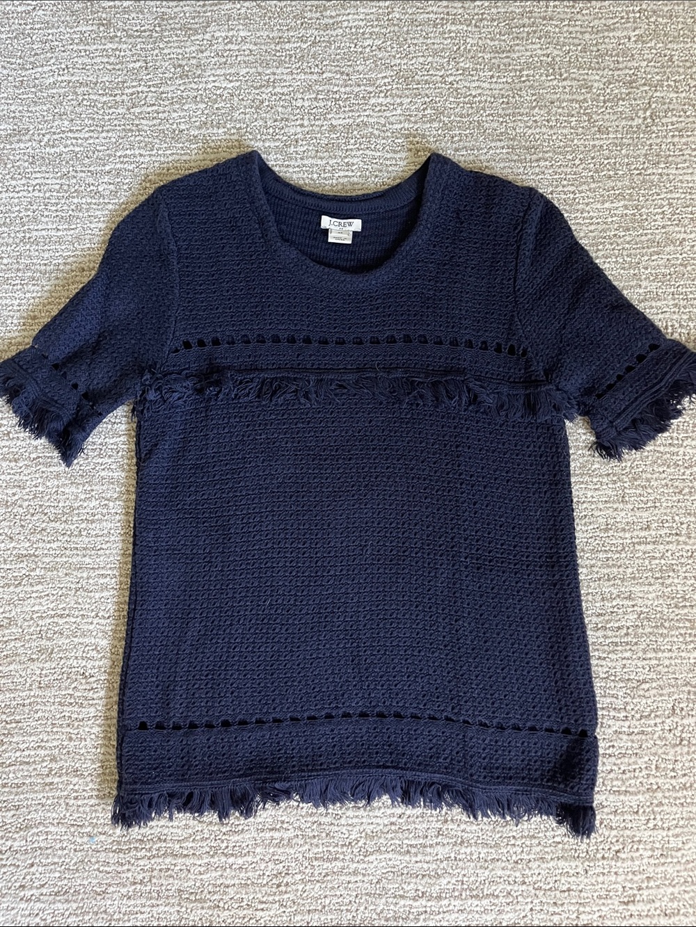 J.Crew Women’s short sleeve sweater top. Navy. XS